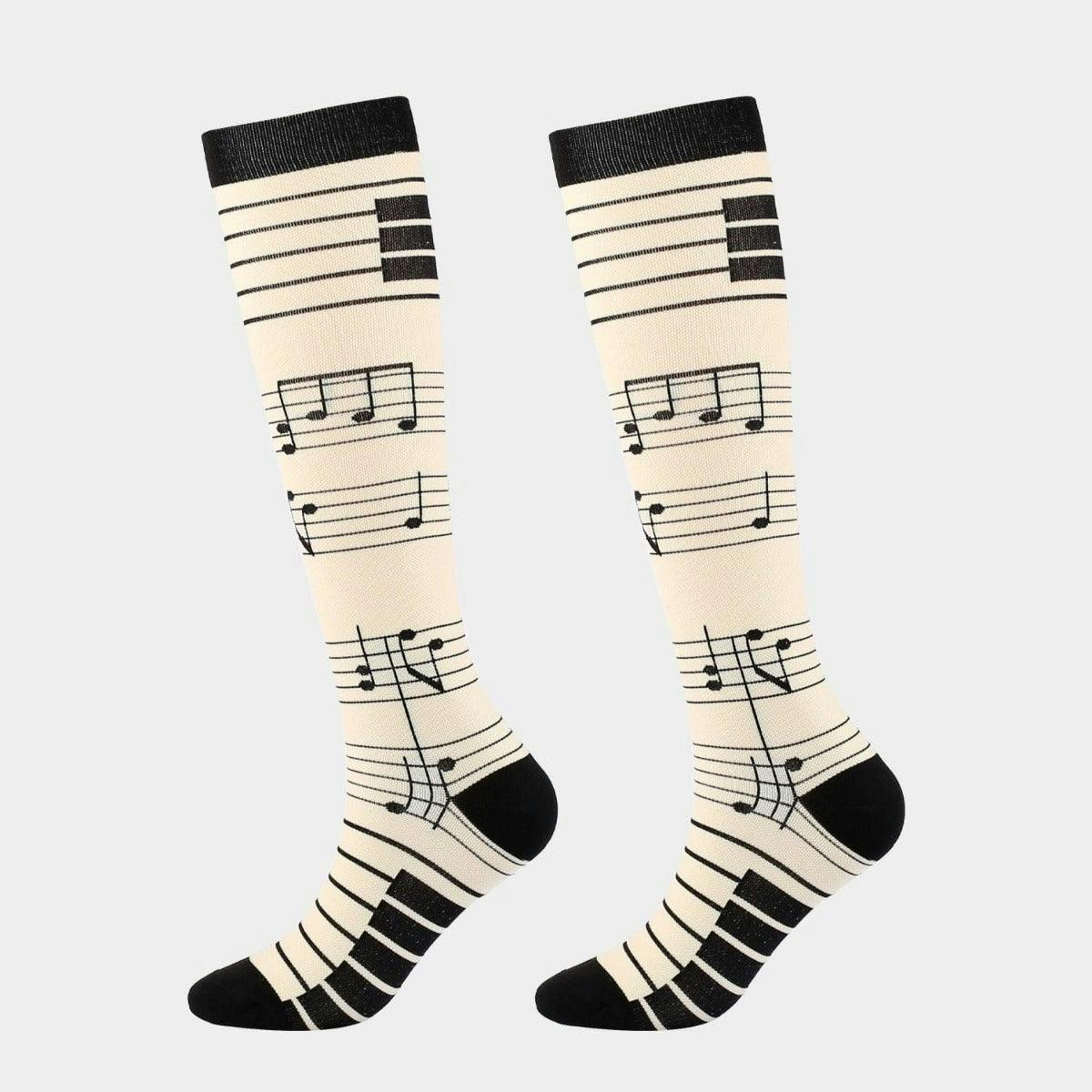 Piano Music Knee-High Socks.