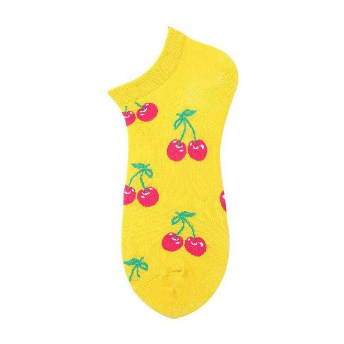 Cherry Yellow No Show Socks.